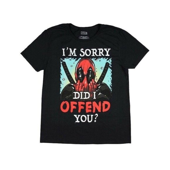 Marvel Deadpool I'm Sorry Did I Offend You? Men's Black T-shirt Size M - Picture 1 of 6